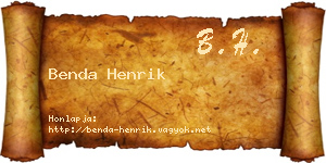 Benda Henrik névjegykártya